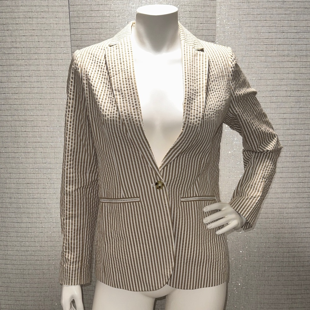 A New Day Striped Blazer - Brown and White
